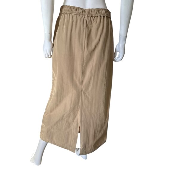 Zara Side Stripe Khaki Maxi Skirt Medium NEW - Picture 3 of 4